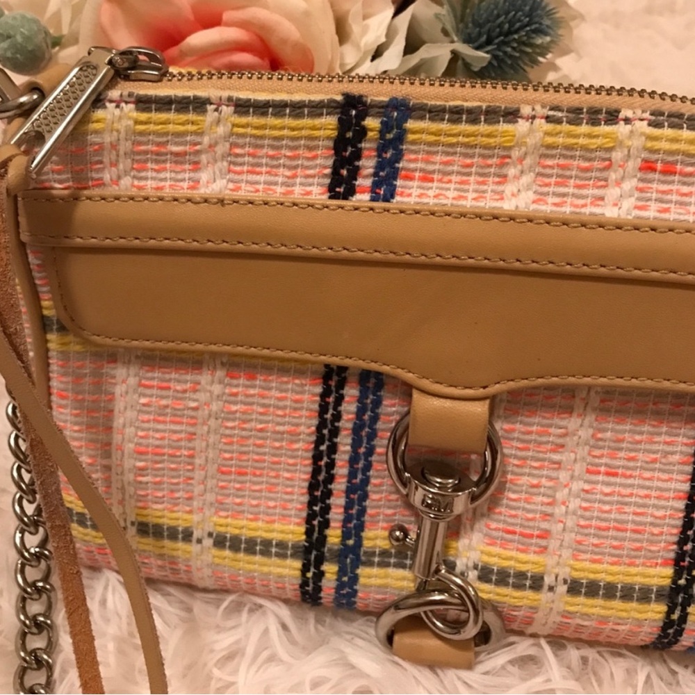 Rebecca minkoff neon pink orange blue tweed chain strap tassel bag - Picture 3 of 8